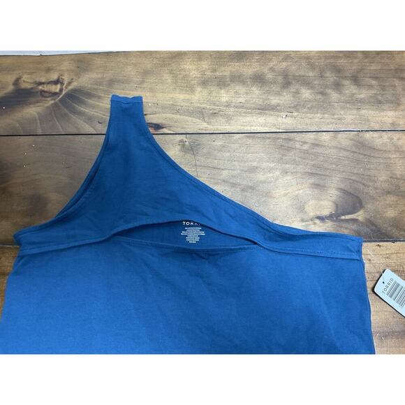 Torrid Top 2X One Shoulder Cut Out Foxy Teal Blue Plus Size Layering Tee Tank - Picture 2 of 9